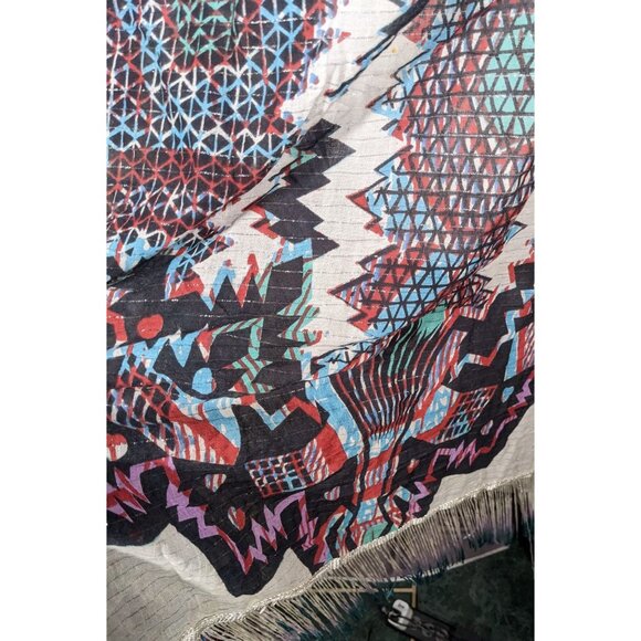 Topshop Southwestern Abstract Rainbow Ombre Fringe Scarf - Picture 8 of 12